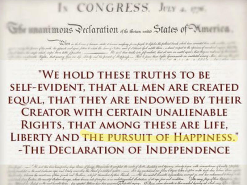 Declaration of Independence: The persuit of happiness