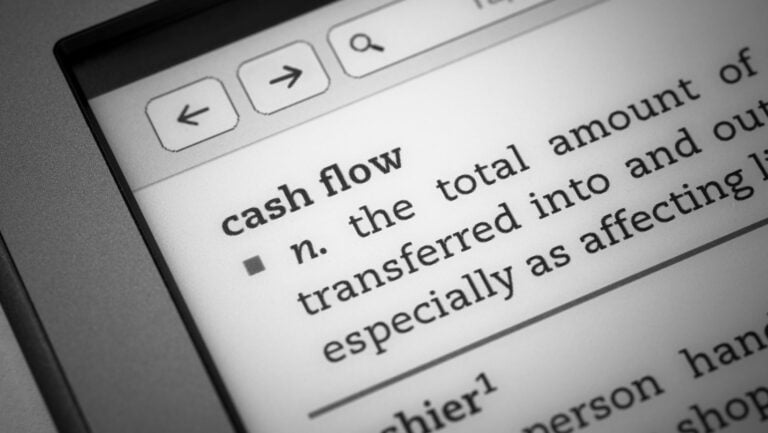Positive Cash Flow: a definition of cash flow on the screen.